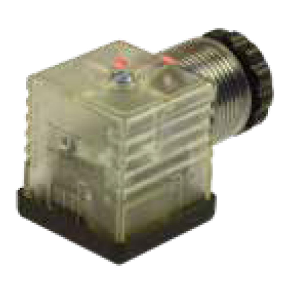 Soket, ledli, kare, 27,4x27,4x30mm, ayak aralığı 18mm, 2+1 kutup, 230V AC/DC