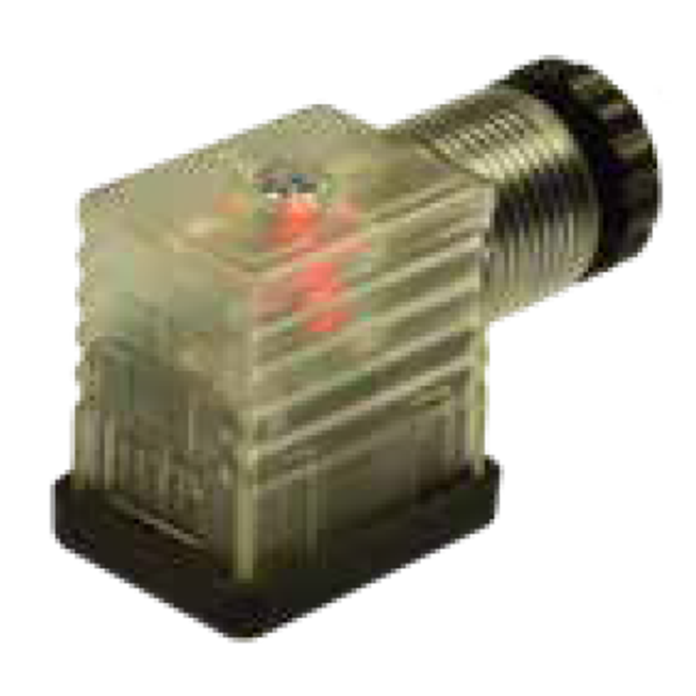 Soket, ledli, dikdörtgen, 21x28,5x30mm, ayak aralığı 11mm, 2+1 kutup, diyodlu, 24V DC