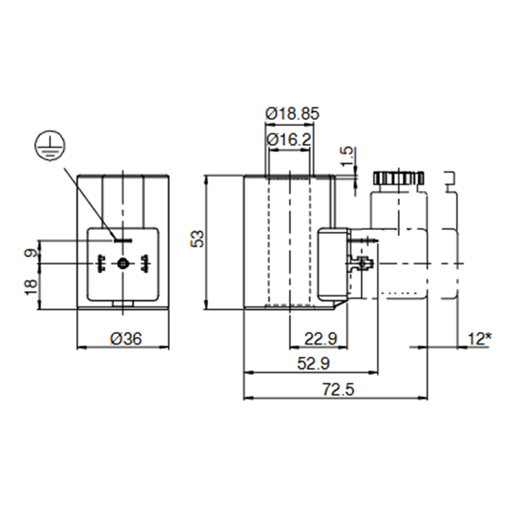 Bobin, standart, 24V DC, 27W, (16-36-H53)