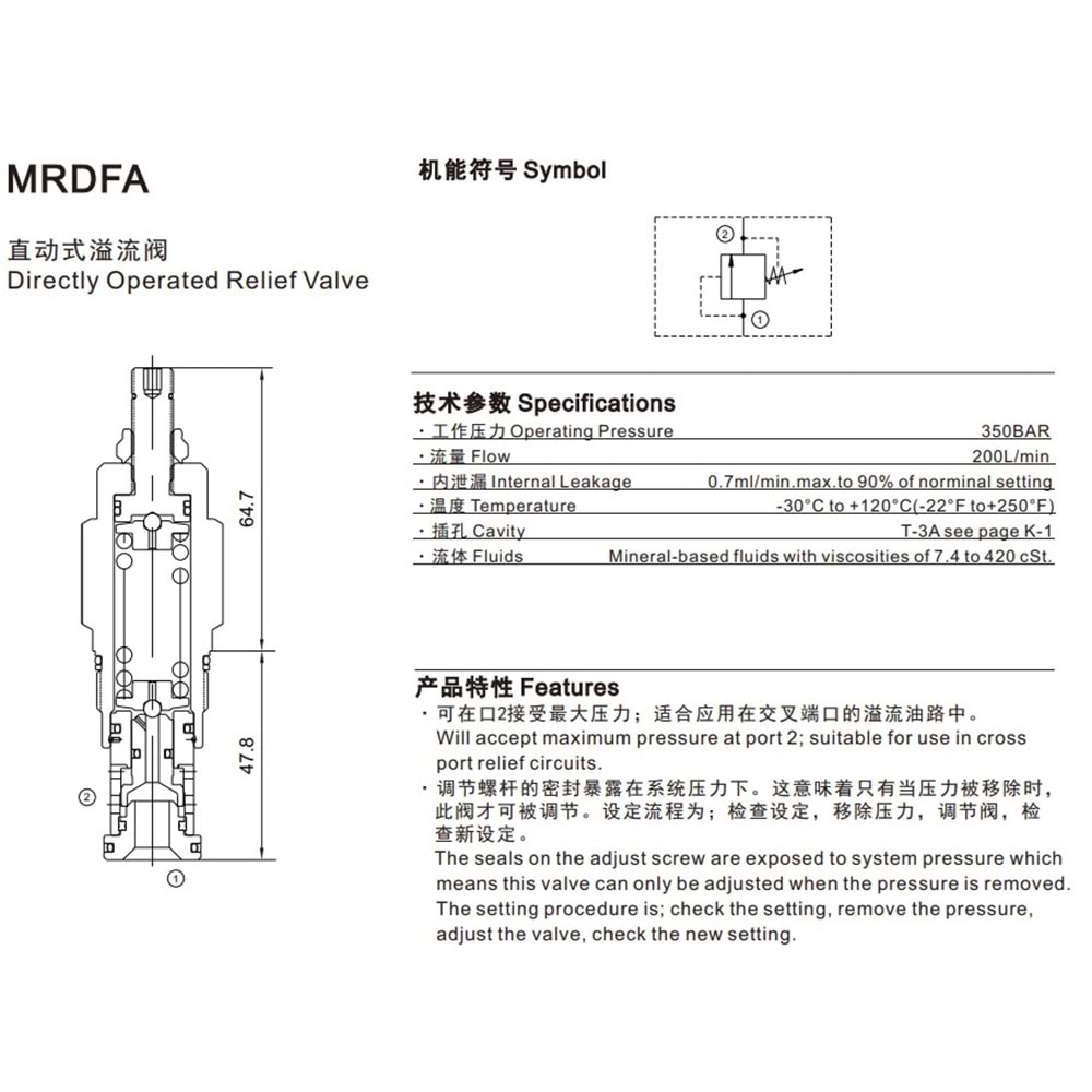 Emniyet valfi, direkt uyarılı, 200 lt, 55-315 bar, T-3A