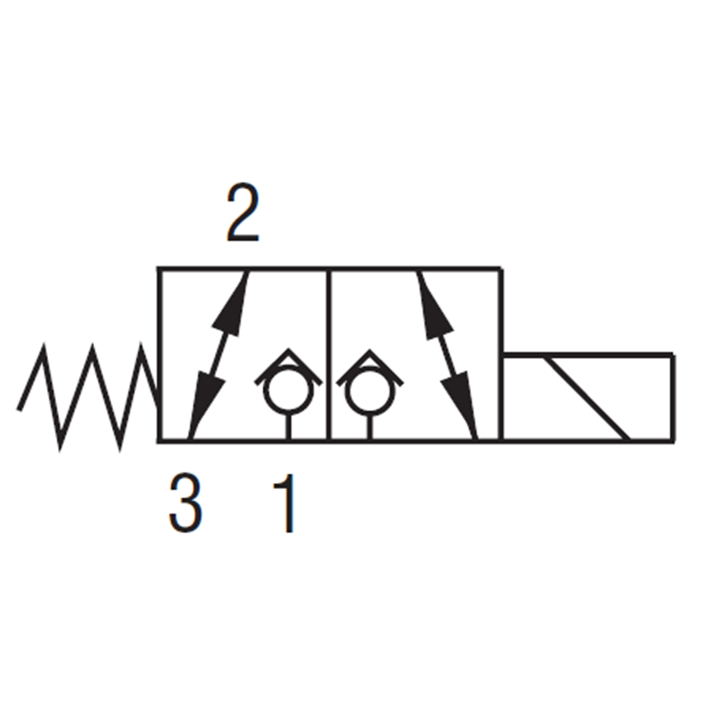 Selonoid valf, 3/2, 2-3 açık, enerjilendiğinde 1-2 açık, 30 lt, 350 bar, bobinsiz, C08-3