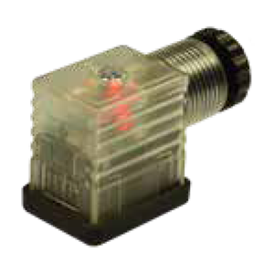 Soket, ledli, dikdörtgen, 21x28,5x30mm, ayak aralığı 11mm, 2+1 kutup, diyodlu, 24V AC/DC