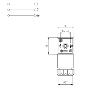 Soket, kare, 16x16x26mm, ayak aralığı 9,4mm, 2+1 kutup, 250V AC/ 300VDC
