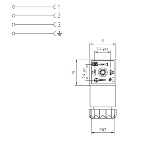 Soket, kare, 16x16x26mm, ayak aralığı 9,4mm, 3+1 kutup, 250V AC/ 300VDC
