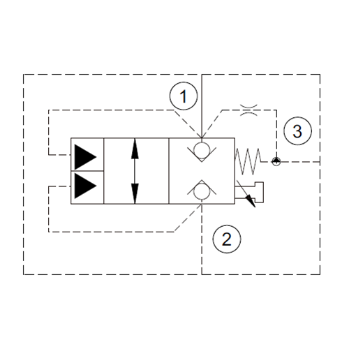 Lojik element, hidrolik uyarılı, 1 ve 2 portlarındaki basınç valfin çalışmasını etkiler, NK. 200 lt, 350 bar, ayarlanabilir, T-2A