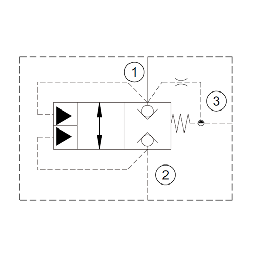 Lojik element, hidrolik uyarılı, 1 ve 2 portlarındaki basınç valfin çalışmasını etkiler, NK. 1100 lt, 350 bar, T-19AU