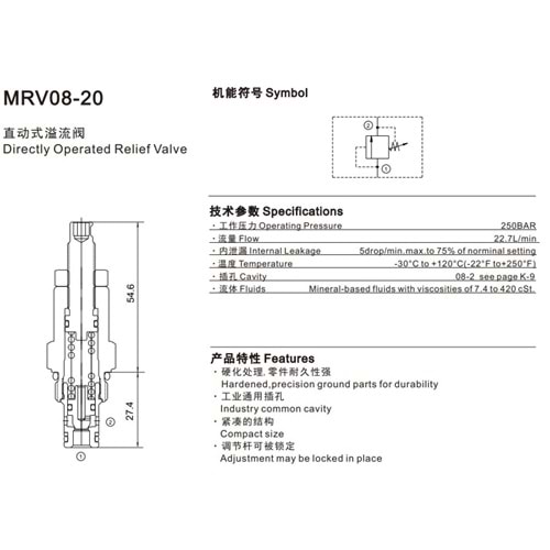 Emniyet valfi, direkt uyarılı, 22lt, 17-250 bar, Tutamaklı, C08-2