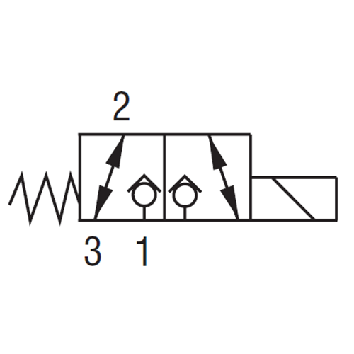 Selonoid valf, 3/2, 2-3 açık, enerjilendiğinde 1-2 açık, 30 lt, 350 bar, bobinsiz, C08-3