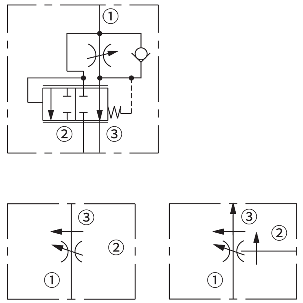 Hız ayar valfi, basınç duyarlı, 77 lt, 240 bar, C12-3