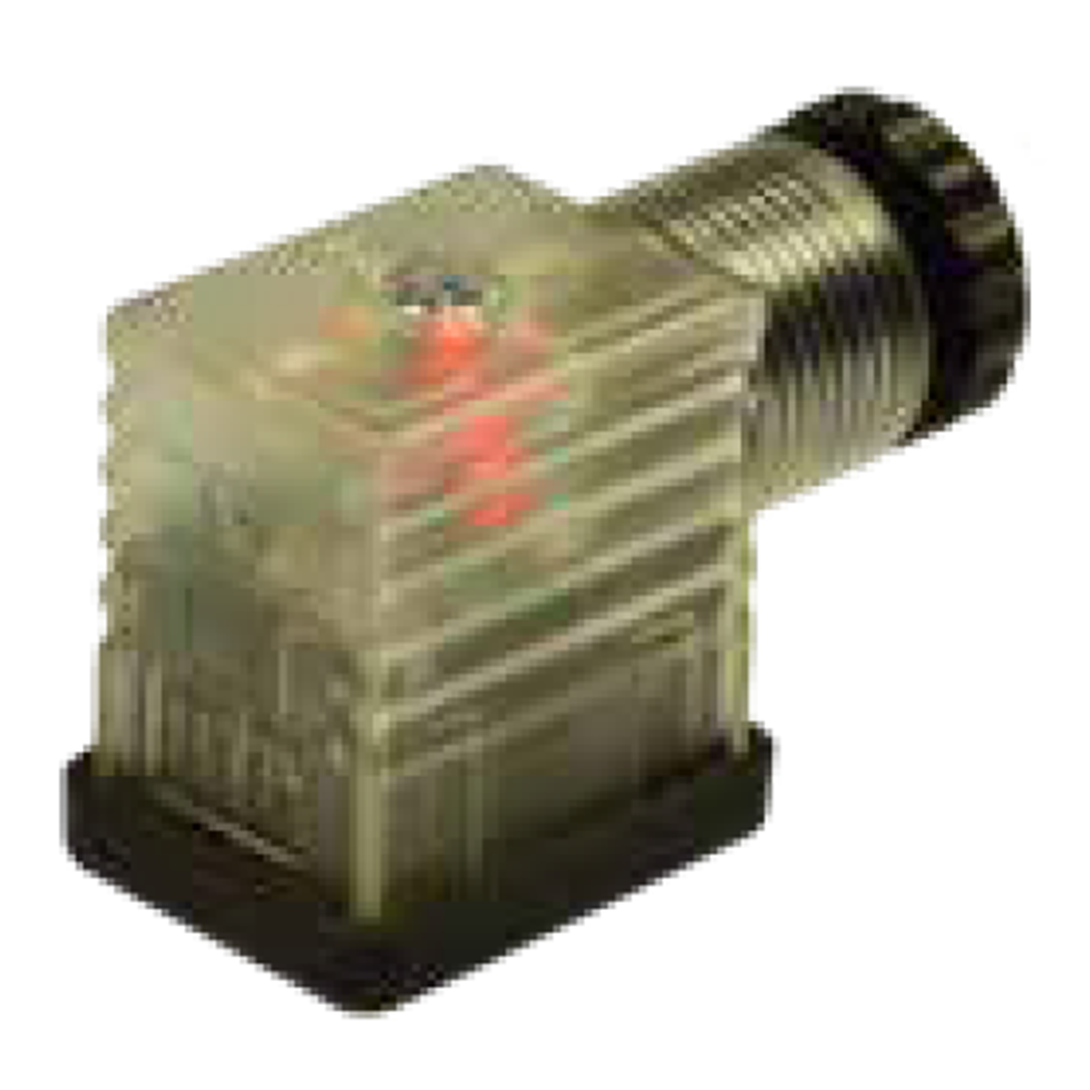 Soket, ledli, dikdörtgen, 21x28,5x30mm, ayak aralığı 11mm, 2+1 kutup, akım korumalı, 230V AC/DC