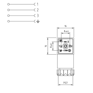 Soket, kare, 16x16x26mm, ayak aralığı 8mm, 3+1 kutup, 250V AC/ 300VDC